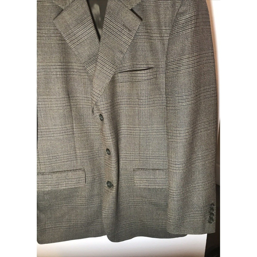 Club Room Men's Blazer Sports Coat Jacket Brown Plaid 44R Three Button Vintage - Picture 5 of 7